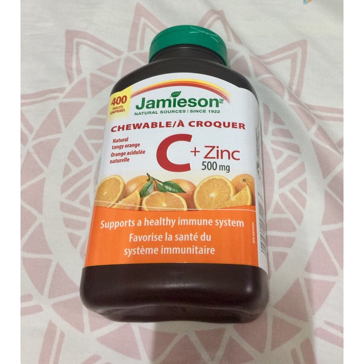 Jamieson Chewable Vitamin C + Zinc 500mg 400 tablets Shopee Philippines
