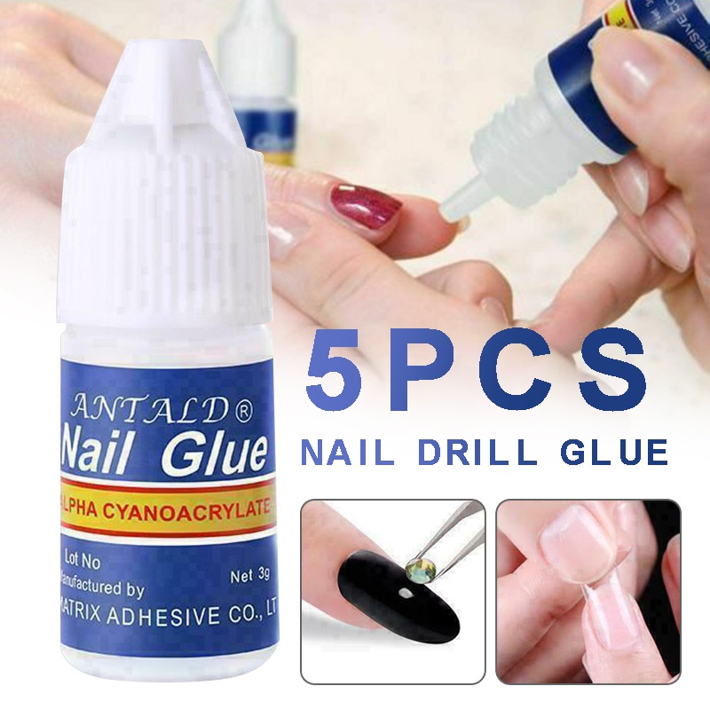 5bottle 3g Nail Glue Clear Strong Adhesive Acrylic False Nails Tips Art