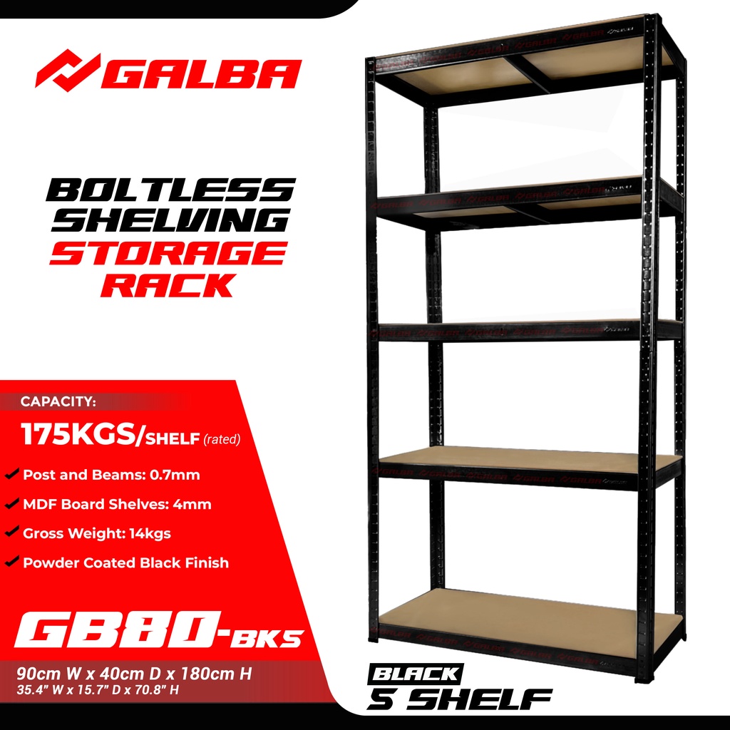 BOLTLESS SHELVING STORAGE RACK (6FT) 5 Layers MEDIUM (90x40x180cm