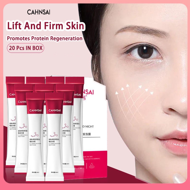 YANJIAYI 20PCS/BOX Fullerene Collagen Firming Sleeping Mask Moisturizing Good Night Jelly Mask