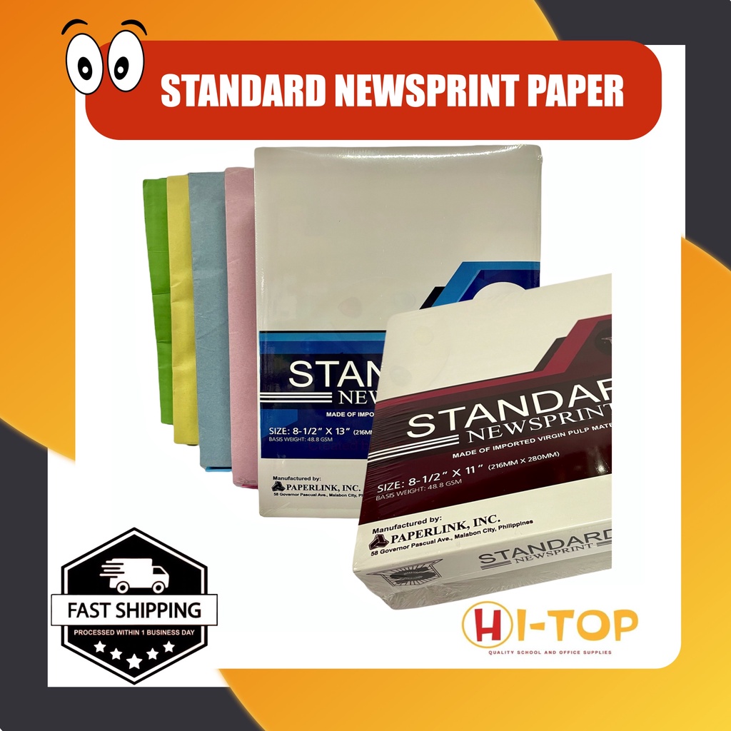 Newsprint Paper Colored l Long & Short l 480 Sheets l 48.8GSM l Sold