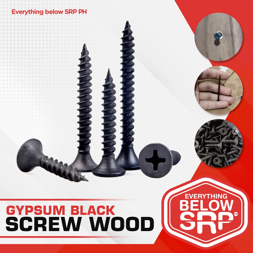 GYPSUM Black Screw Wood (100pcs) Shopee Philippines