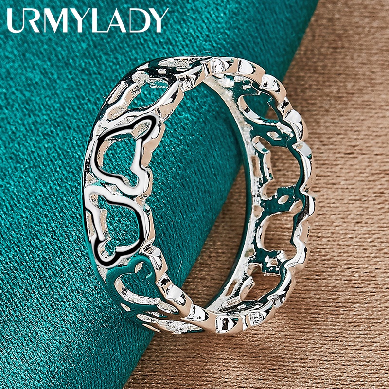 URMYLADY 925 Sterling Silver Hollow Bears 710 Ring For Women Wedding