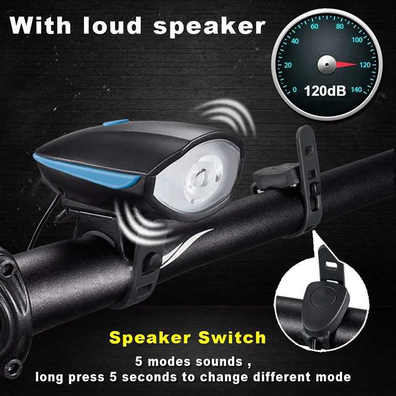 ♚Bike Light ♚ with Loud Bike Horn, Rechargeable Bicycle Light