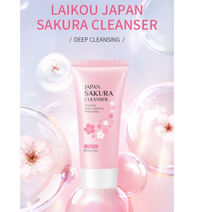 LAIKOU Japan Sakura Foam Cleanser Cherry Blossoms Face Wash Oil Control Brightening Skin Care