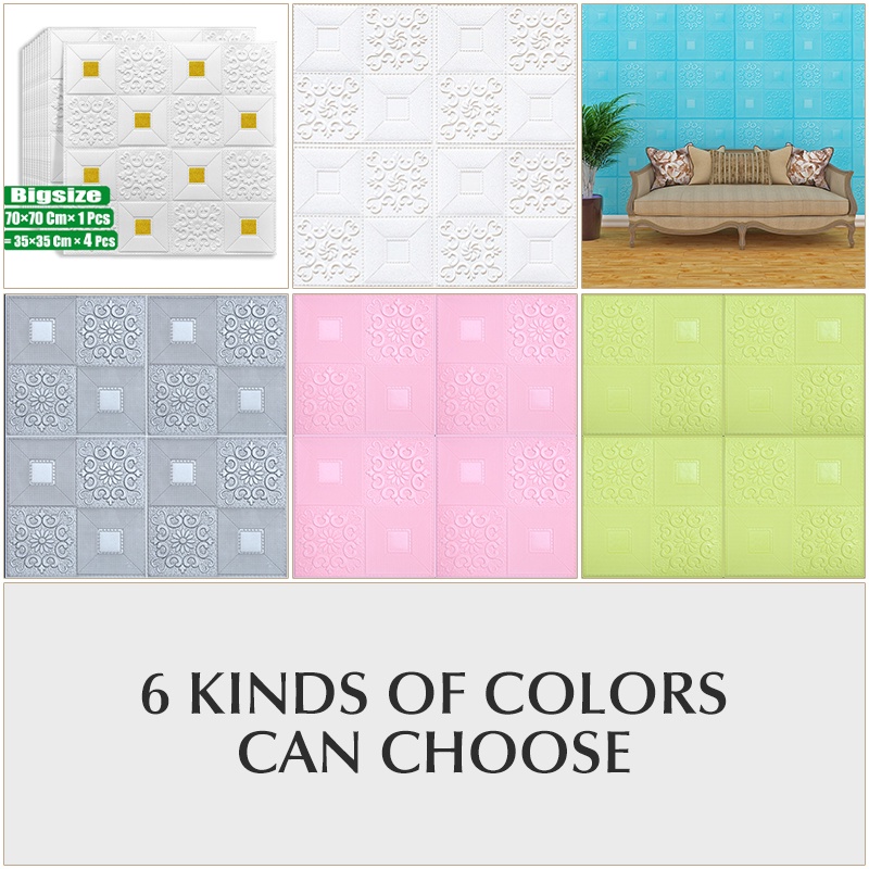 Big Size 70x70CM 3D Ceiling Wallpaper Foam Selfadhesive Background Wall Golden Parquet Sticker