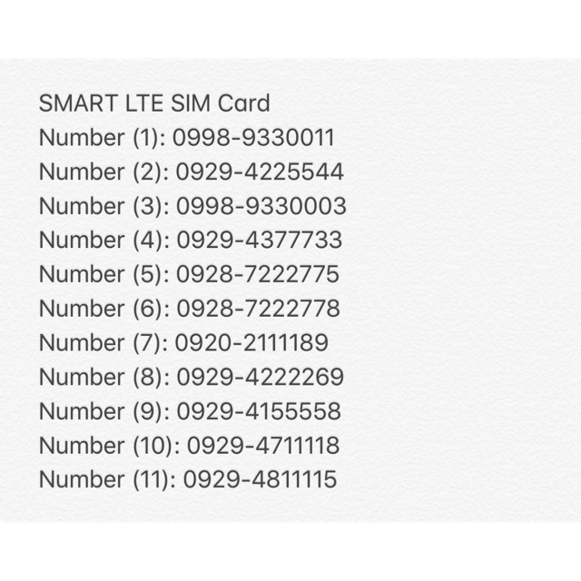 SMART LTE SIM Card SPECIAL NUMBERS Shopee Philippines