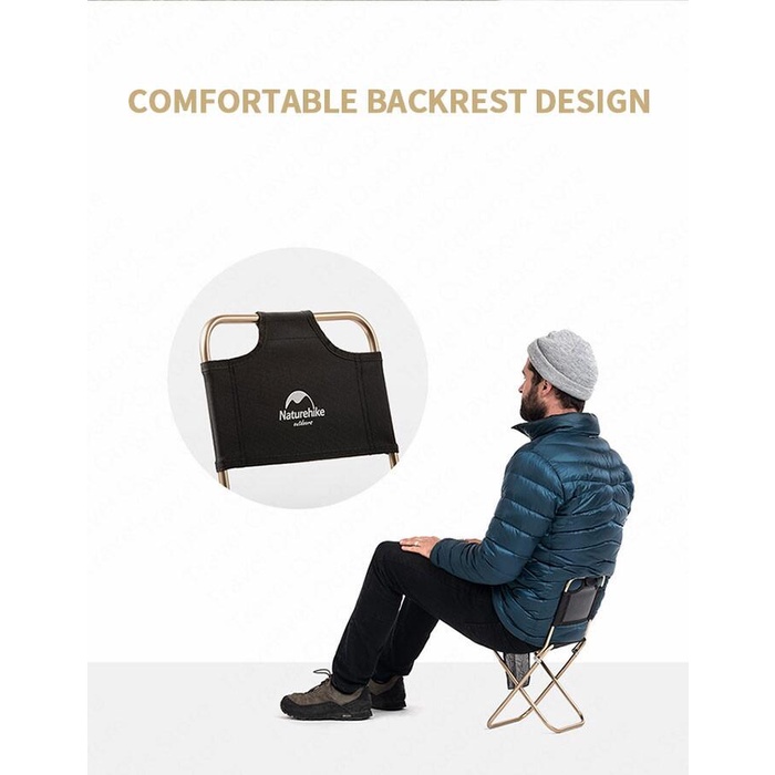 Naturehike Folding Mini Camping Chair Stool with Backrest 80KG Max Load