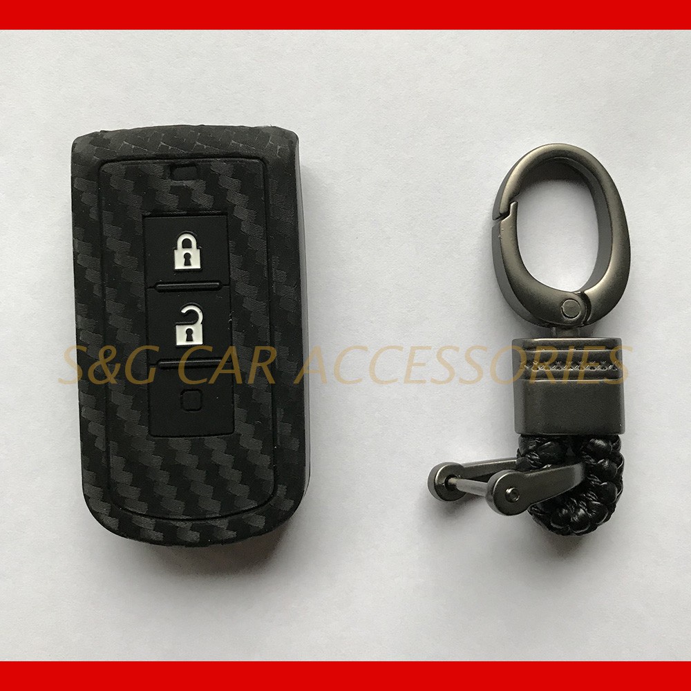 *No.1* Carbon Fiber Silicone Car Key Remote Cover for Mitsubishi