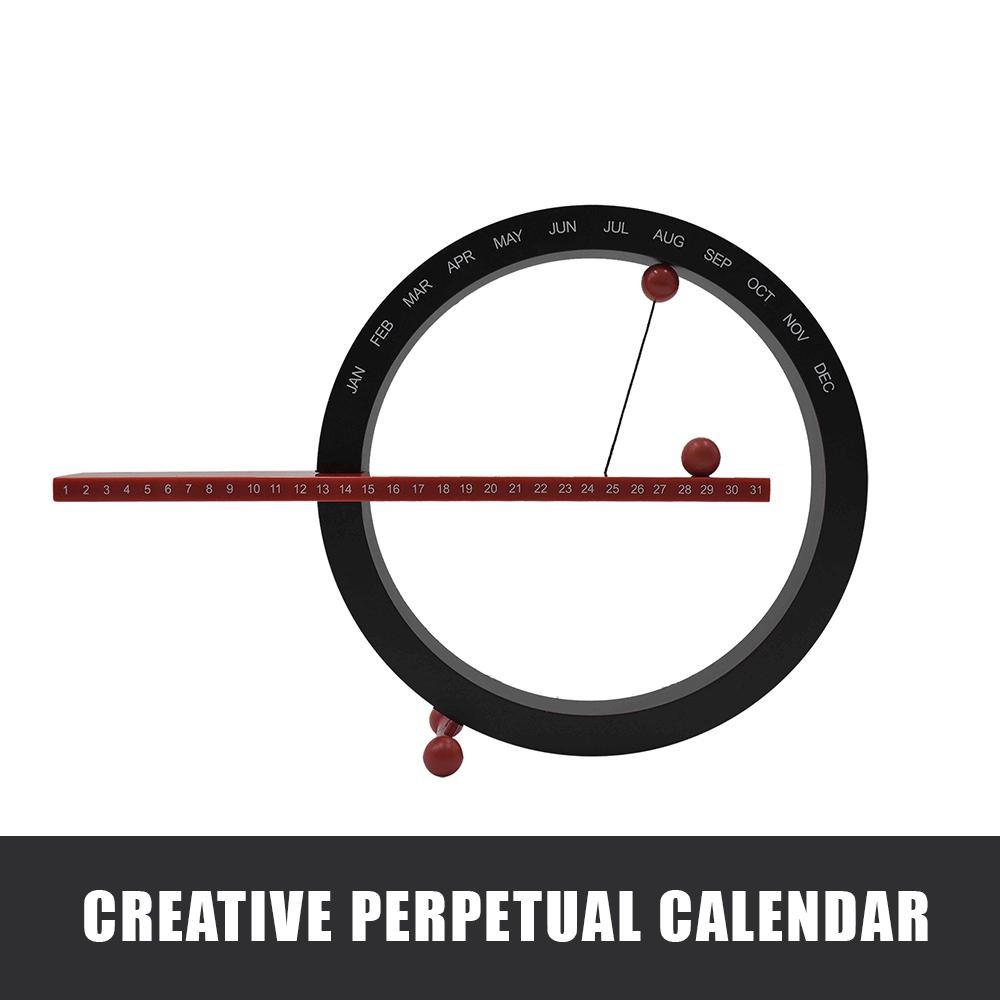 HOMEDEALS Perpetual Calendar Modern with Stand (Black & Red
