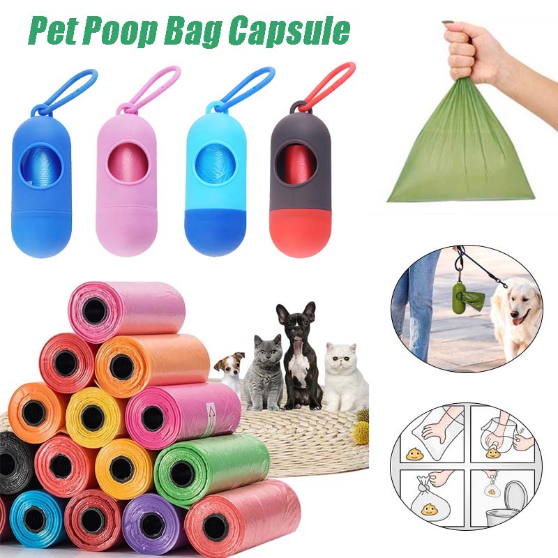 Pet Poop Bag Capsule Dog Disposable Poop Bags Go Out Portable Box