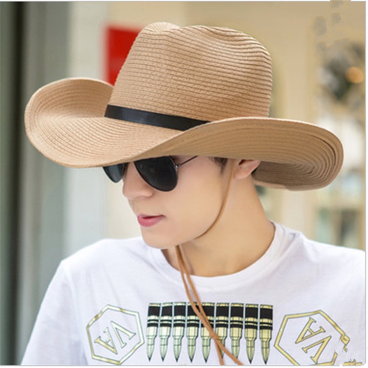 Men's Straw Hat Outdoor Sun Protection and Sun Shading Curled Hat