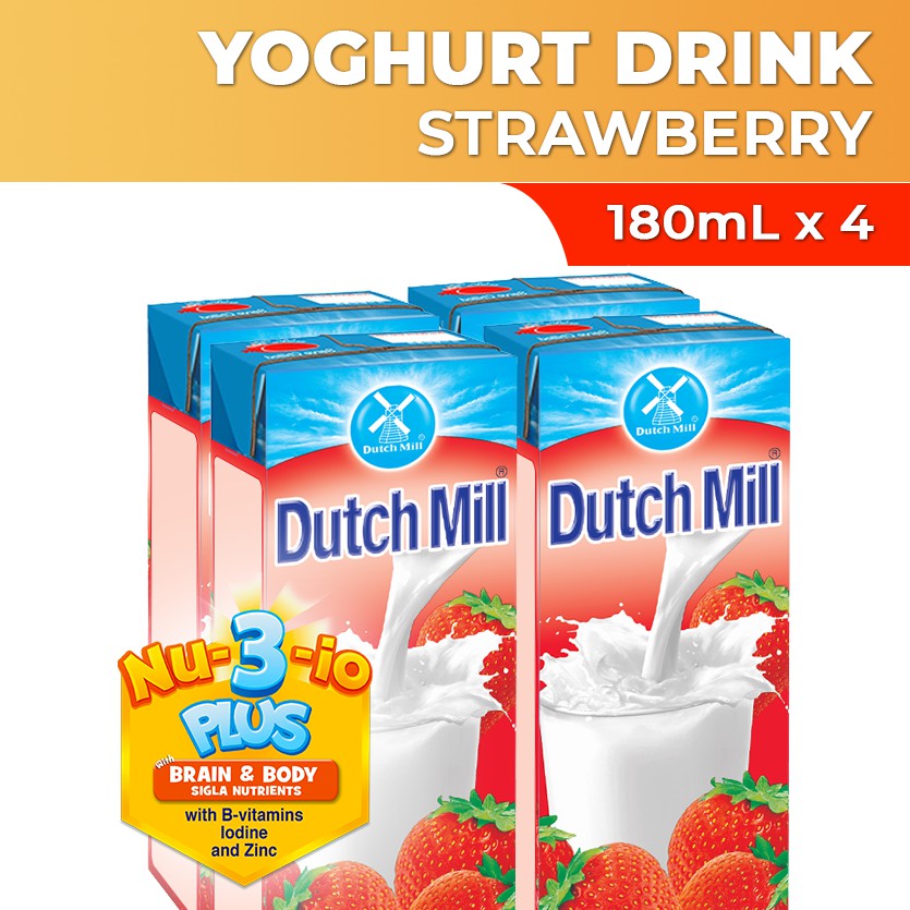 Dutch Mill Yoghurt Drink Strawberry Juice 180ml x 4 Shopee Philippines