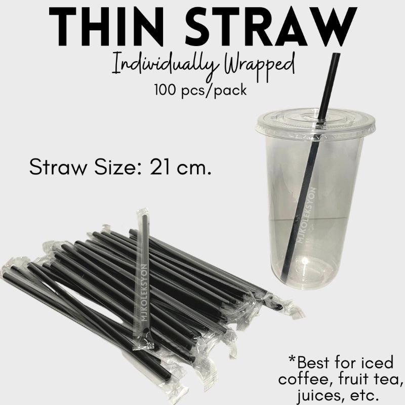 Iced Coffee Straw and Juice Straw Individually Wrapped 100pcs Shopee