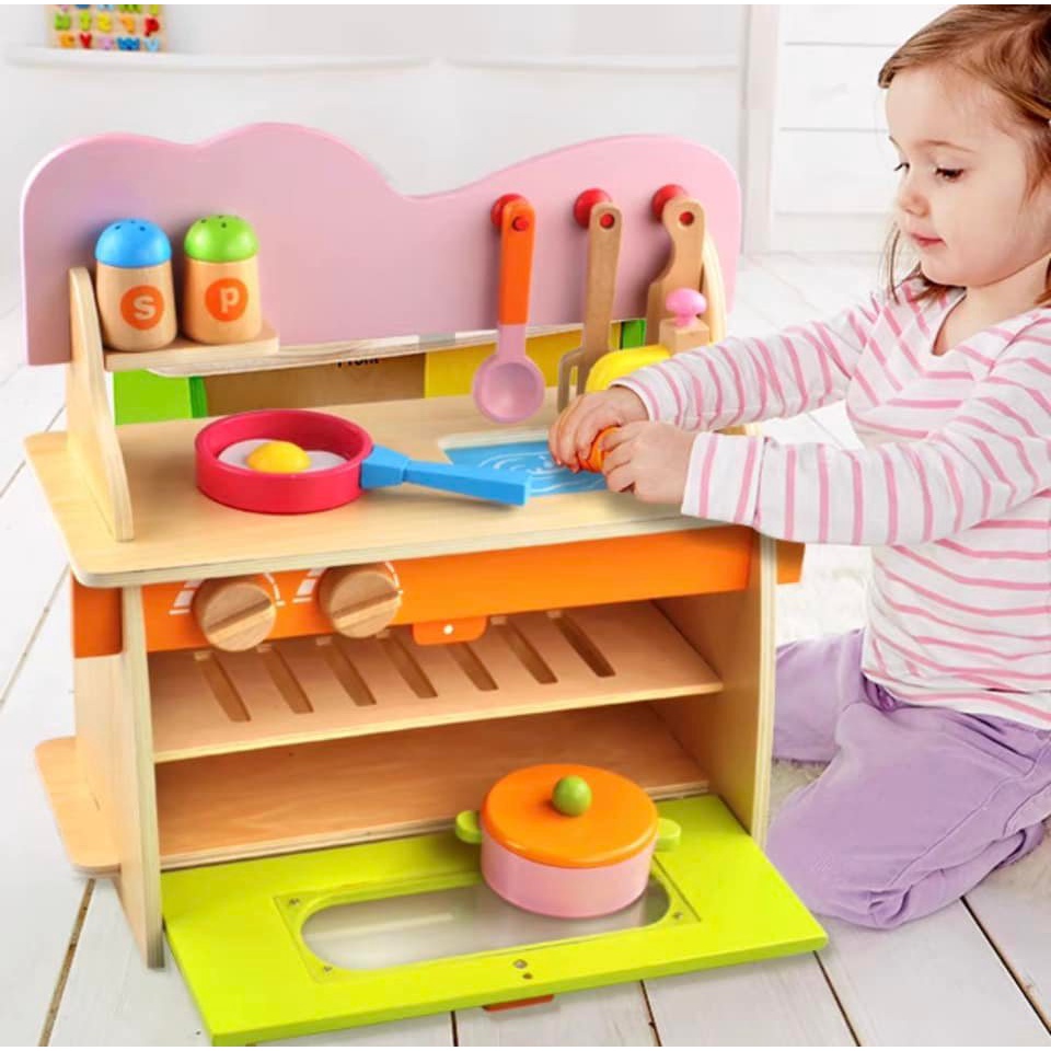 Traditional Handcrafted Wooden Kitchen Play Set for Kids Shopee
