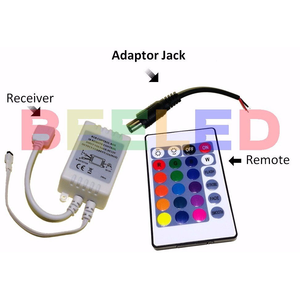 Remote controller + ir receiver for led strip light RGB Shopee