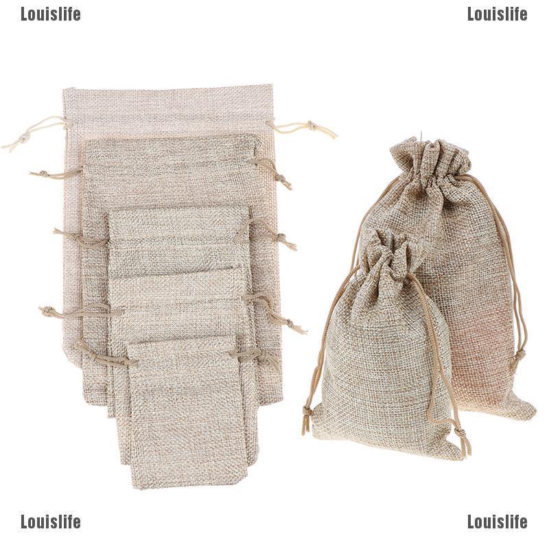LLPH 5Pcs Wedding Natural Hessian Burlap Jute Favour Gift Bags