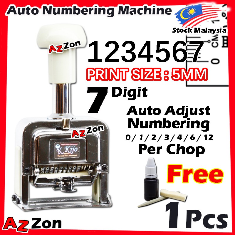 9407 KIJO 7 Digit Numbering Machine / Auto Numbering Stamp / Auto