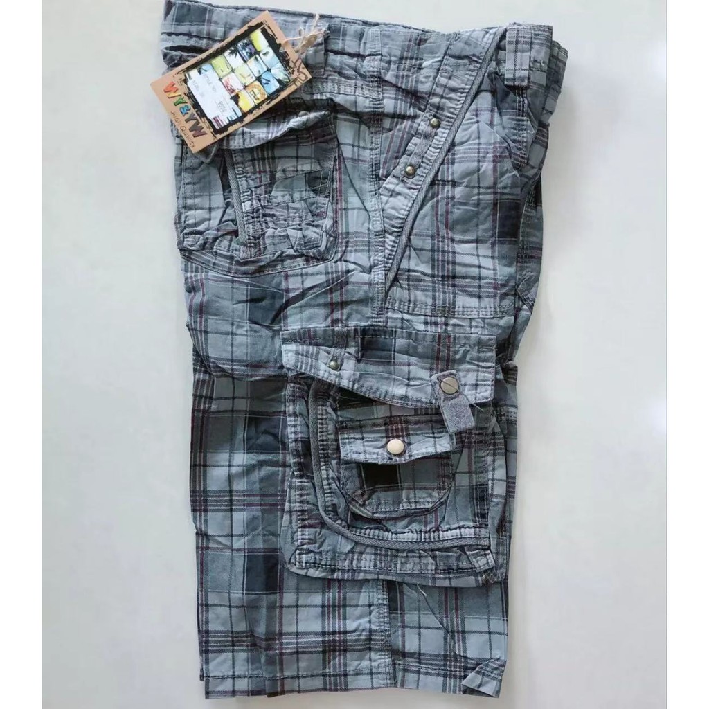 Six Pocket Checkered Cargo For Men Makapal Tela Brand WY