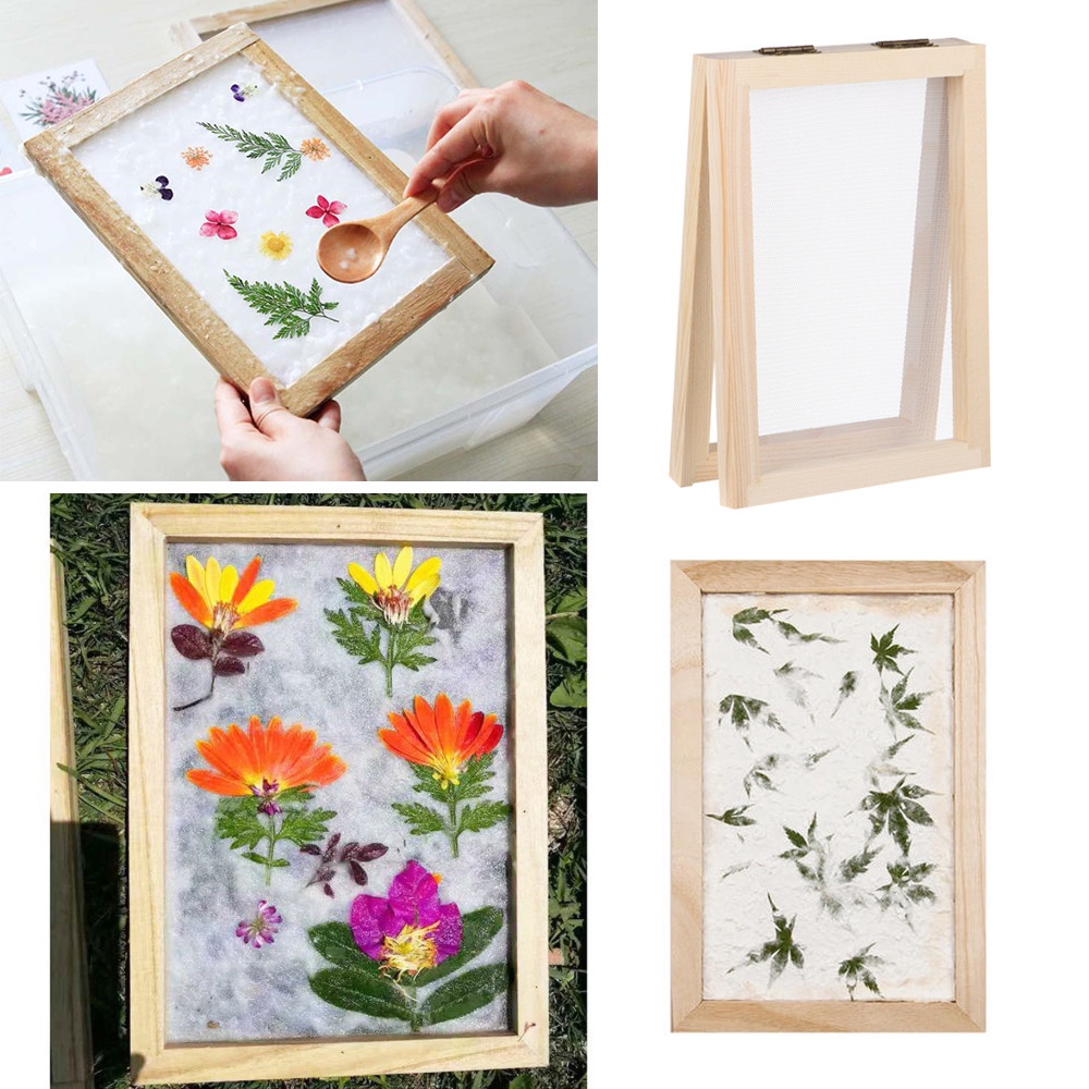 Gemgem Loey 2x Wooden Paper Making Mould Frame, Paper Making Mold and