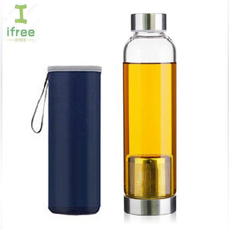 Outdoor Travel Drinking Cups Portable Healthy Glass Water Bottle with Tea Filter Fruit Infuser