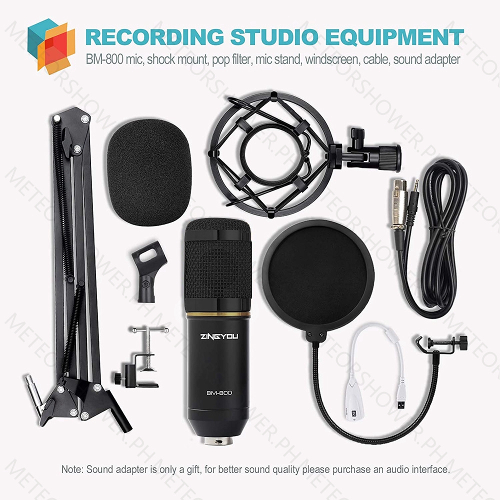 Professional BM800 Condenser Microphone For Recording with Shock Mount, 3.5mm Wired Microphone