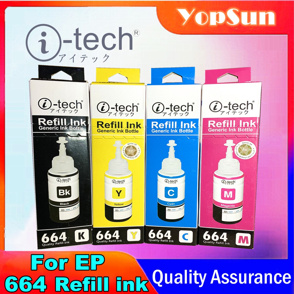 Refill Ink 664 For Epson 4 Color 70ML Premium Dye Ink Itech Brand