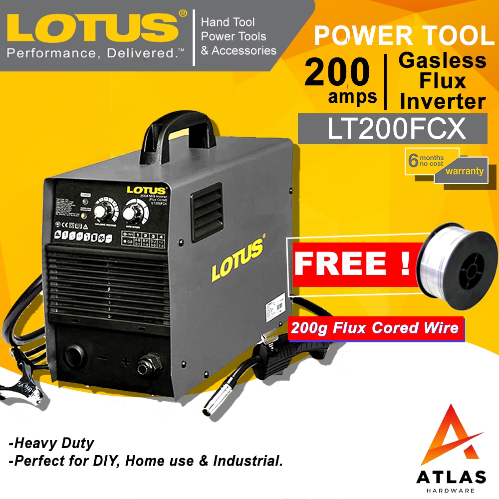 Lotus LT200FCX Gasless 200A MIG Inverter Welding Machine with free 1pc
