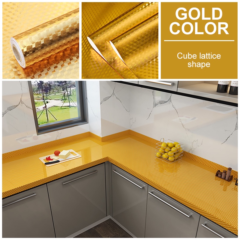 Kitchen Wallpaper Aluminum Foil Sticker Waterproof Oilproof Heatresistant Oil Fume Sticker