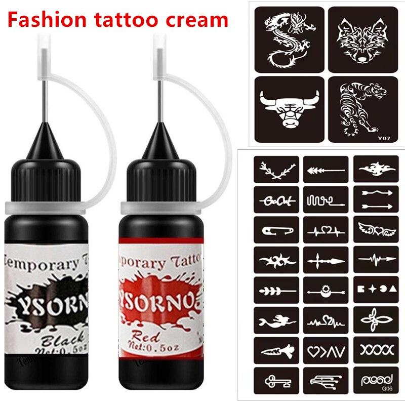 Temporary Tattoos Kit Semi Permanent Freehand Ink Stencils Set DIY