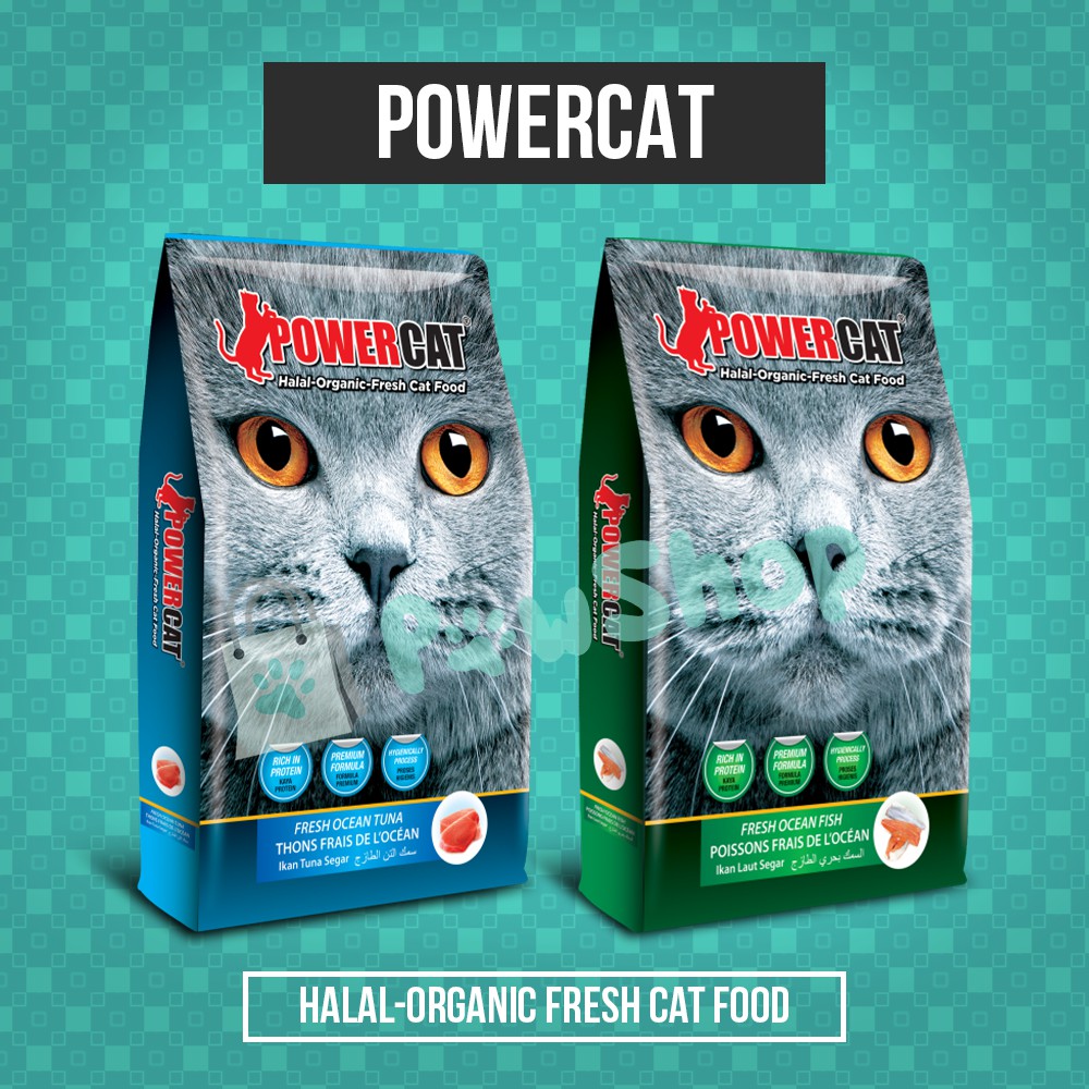 Powercat Adult Cat Dry Food Halal Fresh Organic Tuna or Ocean Fish 1kg
