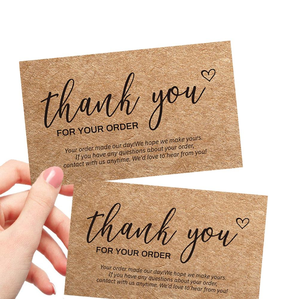 30pcs Thank You for Your Order Cards Kraft Paper Thanks Greeting Card