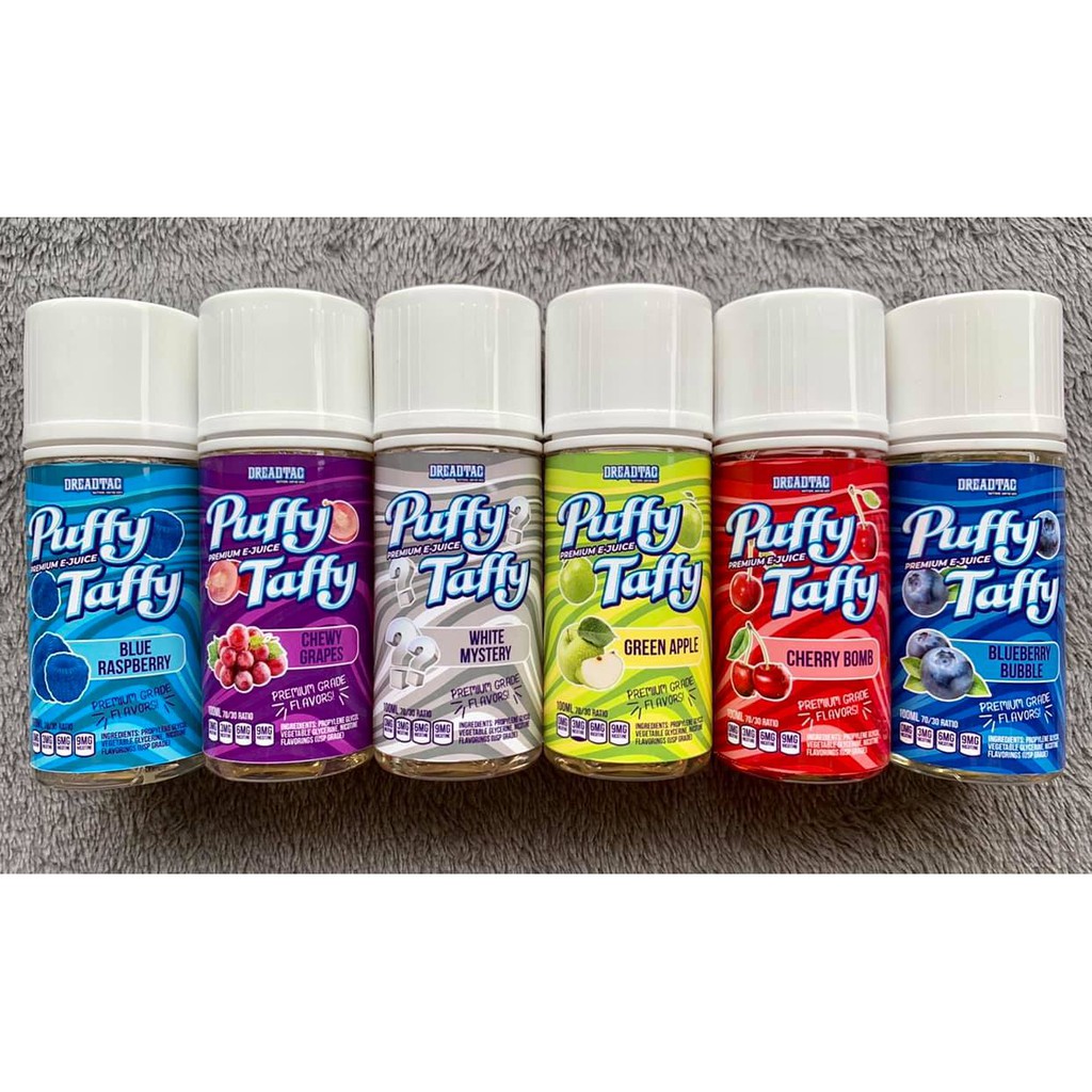 Puffy Taffy Dreadtac 100ml Vape Juice 3mg E Liquid Vaping Low Strength