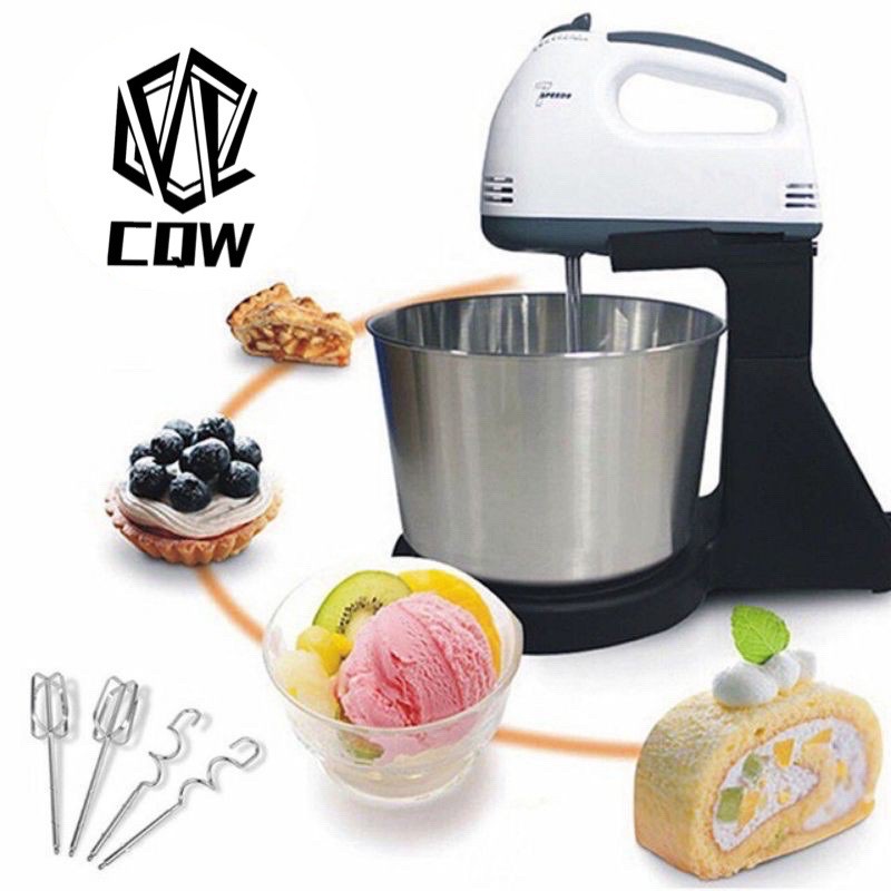 CQW Hand Mixer 7 Speed Electric Mixer with Stand and Stainless Bowl