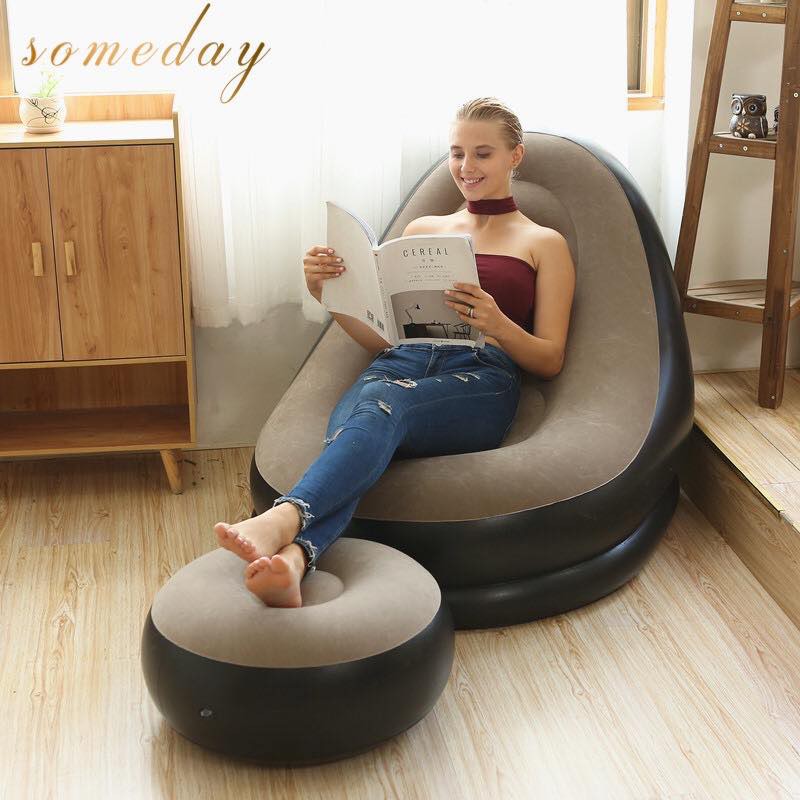 DUEPLAY New Inflatable Lounge Sofa Chair Set Air Sofa with Foot Rest