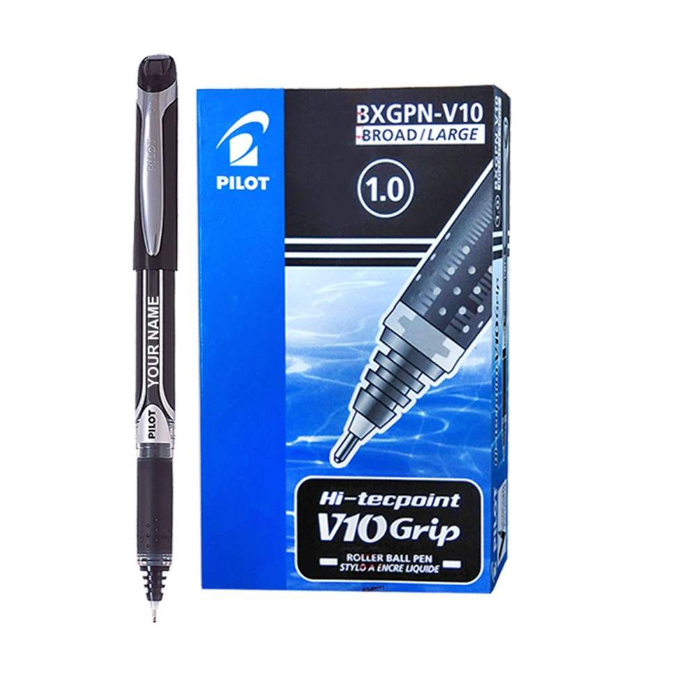 Pilot HiTecpoint V10 Grip Black Rollerball Pen (Pack of 12 Pcs) PenWorld