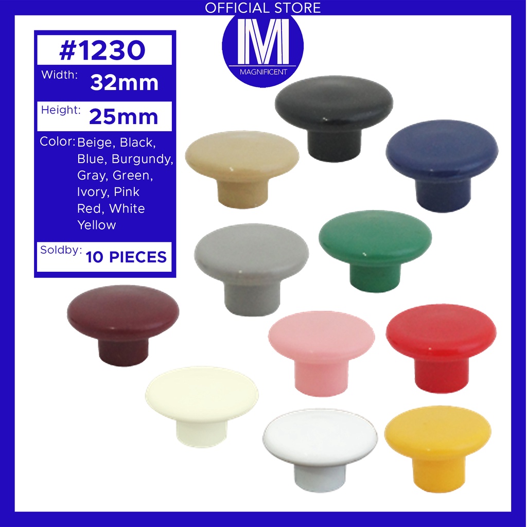 Classy Plastic Plain 1230 32mm Small Modern Knob Handle (10pcs