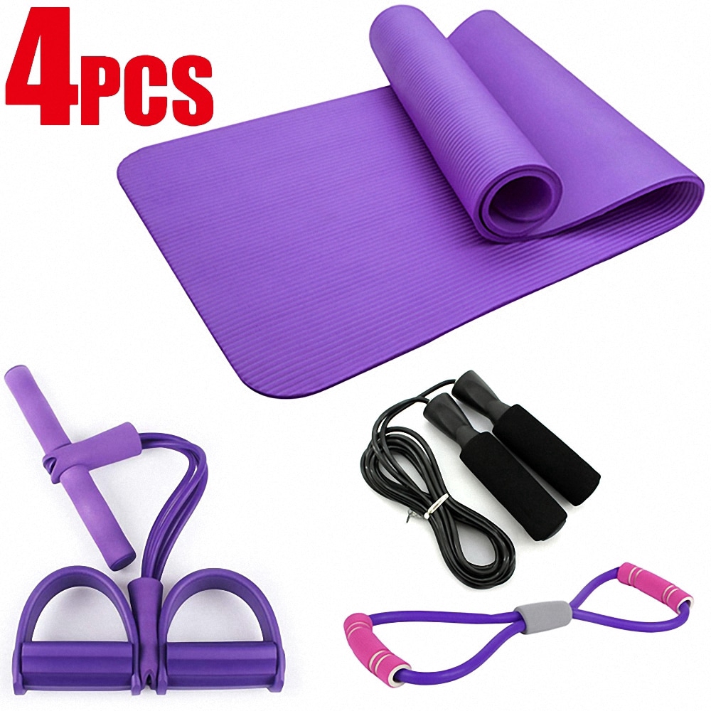 4pcs/Set Yoga Mat Fitness Equipment Set Non Slip Pilates Gym Sports