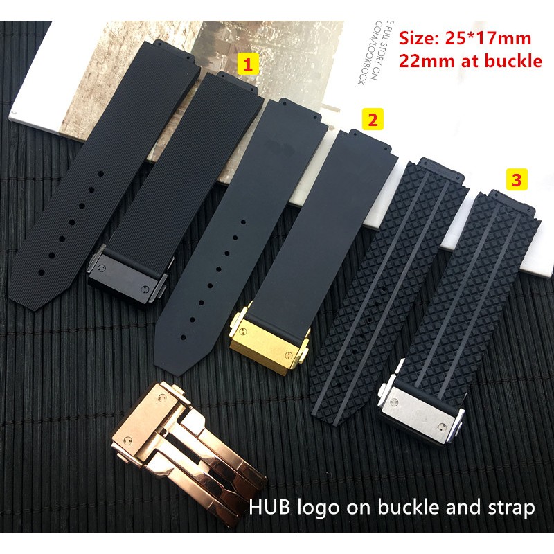 25mm Replacement Silicone Rubber Watch Band Strap For HUBLOT Big Bang w