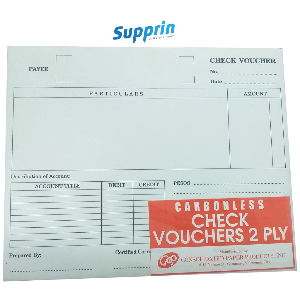 Check Voucher, Carbonless, 2 Ply, 1 pad per pack, One (1) pack Shopee
