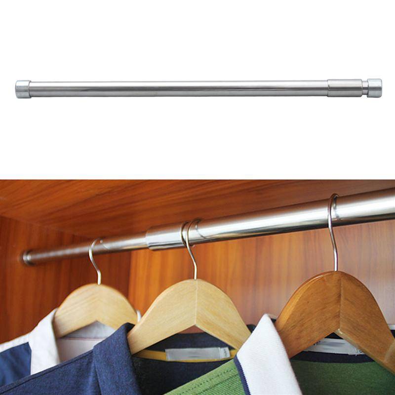 Retractable Stainless Steel Clothes Hanging Rod Pole Shower Curtain Rod