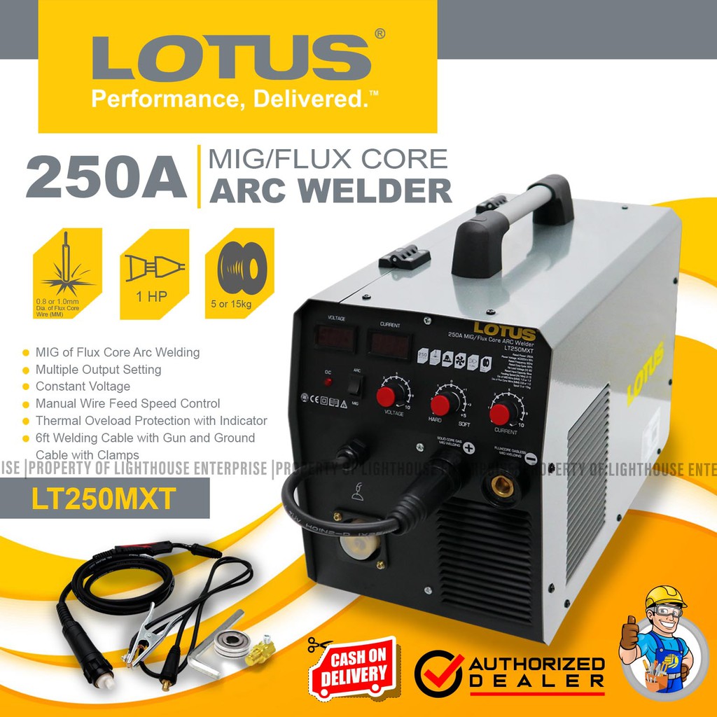 LOTUS Heavy Duty Migweld 250A Fluxcored Inverter Welding Machine