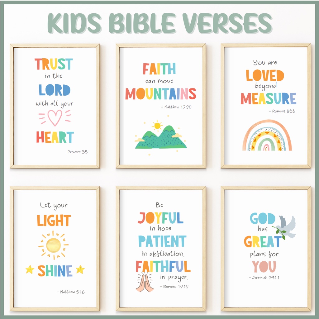 A4 / A3 Laminated Bible Verses Nursery room wall art, Play room, Wall
