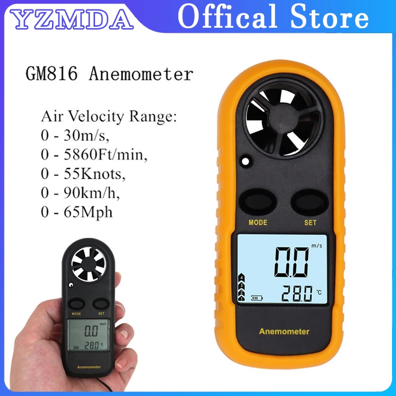 GM816 Digital Anemometer Anemometer Mini Tester Wind Speed Air Temperature With LCD Backlight
