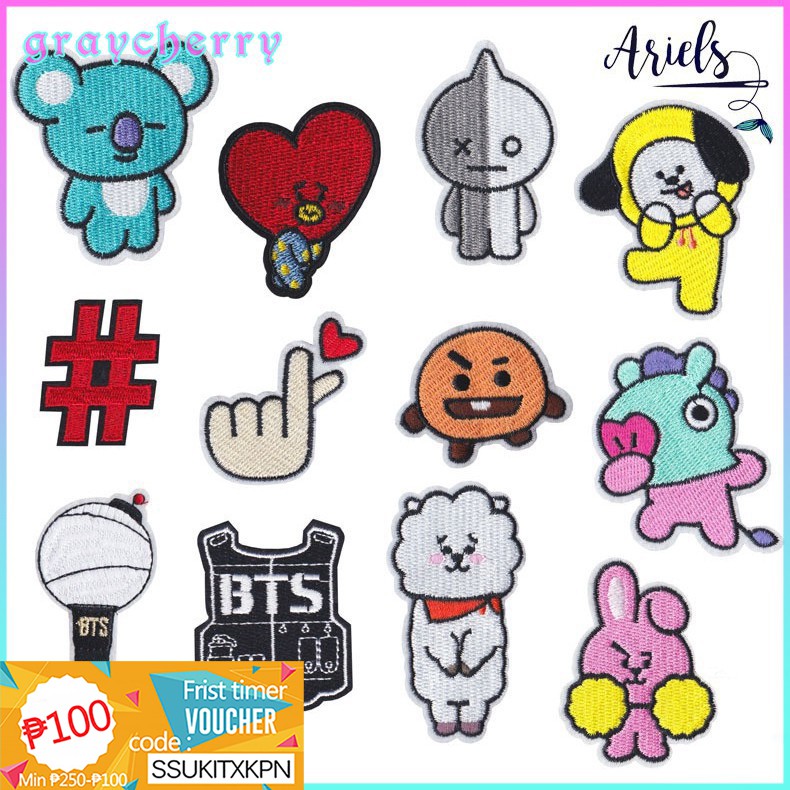Kpop Bts Bt21 Cloth Sticker Shopee Philippines