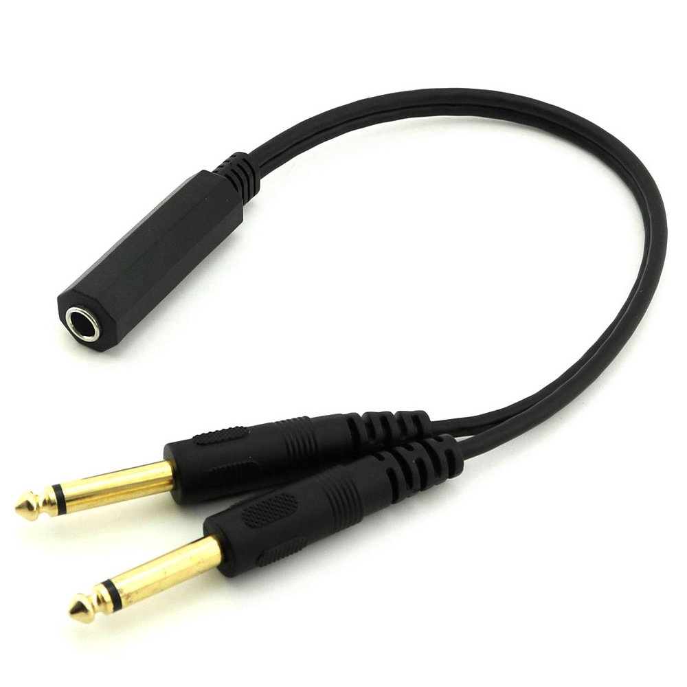 1pc 6.35mm 1/4 inch Stereo TRS Female to 2 Dual 6.35mm