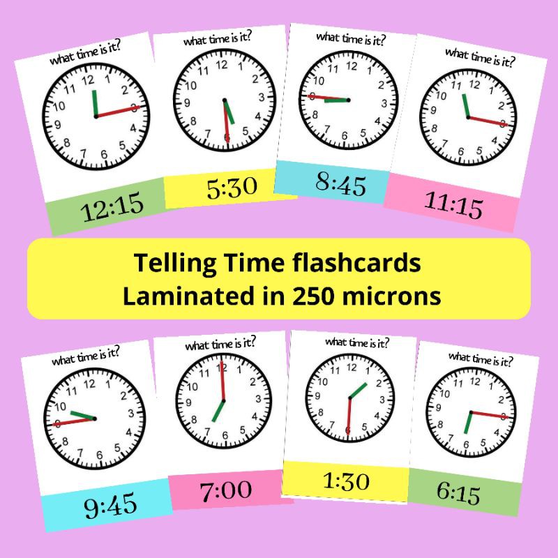 telling time clock flashcards 48 pcs cards set Shopee Philippines