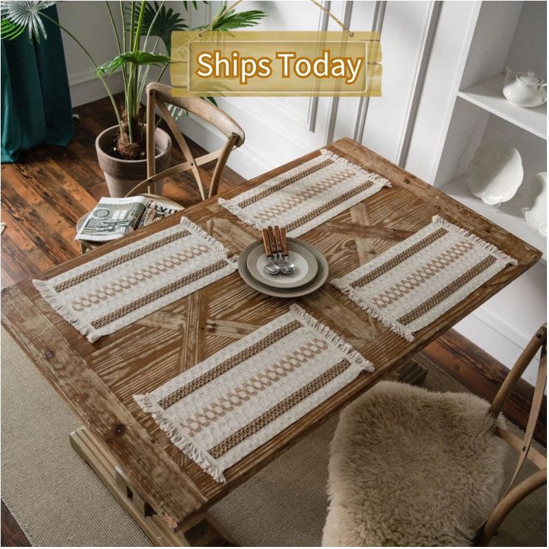 Moonstars 30*50cm Hemp Rope Rattan Placemat Holiday Placemat Woven