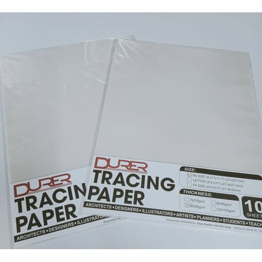 Durer Tracing Paper A4,Letter,F4 Size 10 sheets 80/85gsm Shopee