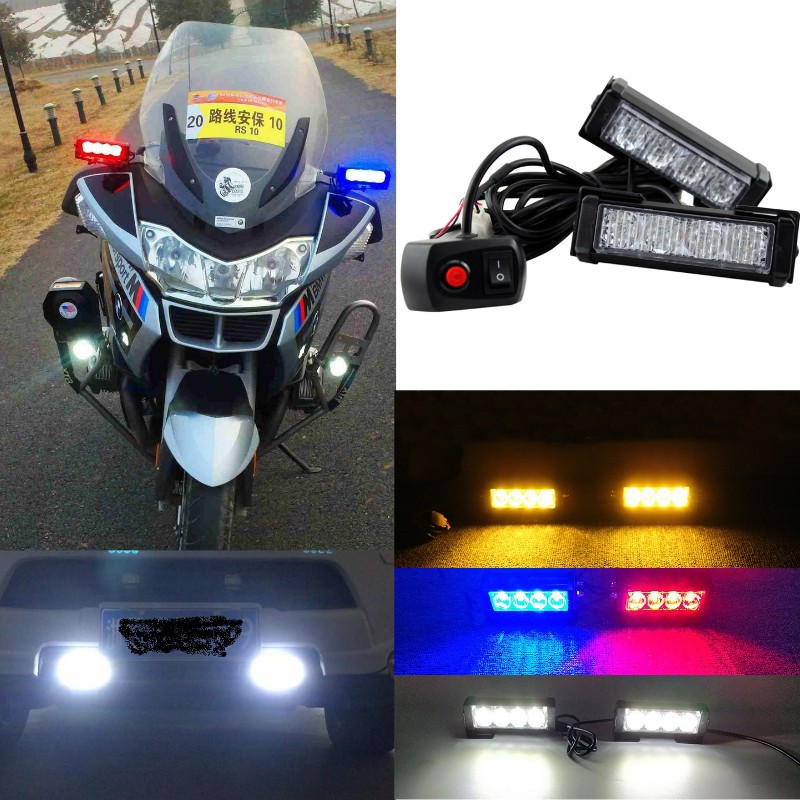 12v Motorcycle flasher light Police Motorbike Motos Led Strobe light